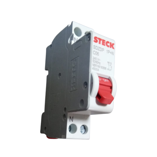 Interruptor Automático 1x6+Neutro Curva C 4,5KA Steck
